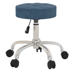 24.5" Nora Tufted Backless Adjustable Metal Vanity And Office Stool With Casters - Hillsdale Furniture -Hillsdale Furniture GUEST f15d5593 5d2f 43fc ba5c 327a86887176