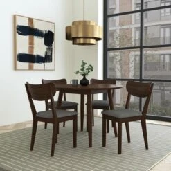 5pc San Marino Mid-Century Modern Round Dining Set Chestnut - Hillsdale Furniture -Hillsdale Furniture GUEST f4d7e2a4 f596 4861 afe7 5dcac92752a2