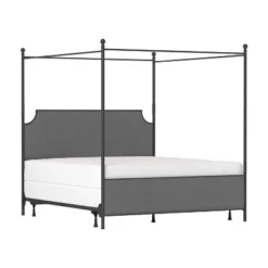 Mcarthur Metal And Upholstered Canopy Bed Matte Black/Gray Fabric - Hillsdale Furniture -Hillsdale Furniture GUEST f72e715e cfcb 4a5a bfad d58fdbfb3c7c
