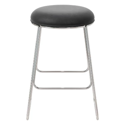 Southlake Backless Metal Counter Height Stool Chrome/Black Vinyl - Hillsdale Furniture 4 Southlake Backless Metal Counter Height Stool Chrome/Black Vinyl - Hillsdale Furniture - Image 2